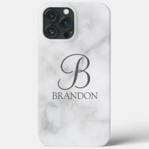 Case-Mate iPhone Case Marbre blanc de script personnalisé Monogramme et