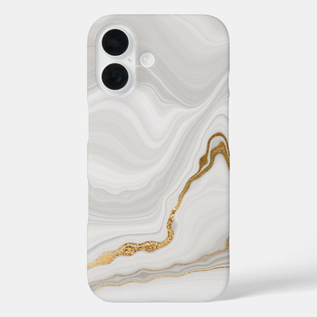 Coques Case-Mate iPhone Marbre blanc et or élégant (Verso)