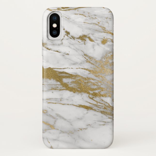 Coques Case-Mate iPhone Marbre blanc et or Elégant impression moderne (Dos)