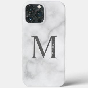 Case-Mate iPhone Case Marbre blanc Monogramme personnalisé et nom