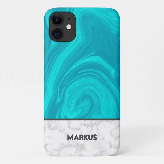 Coques Case-Mate iPhone Marbre Bleu Et Blanc (Dos)