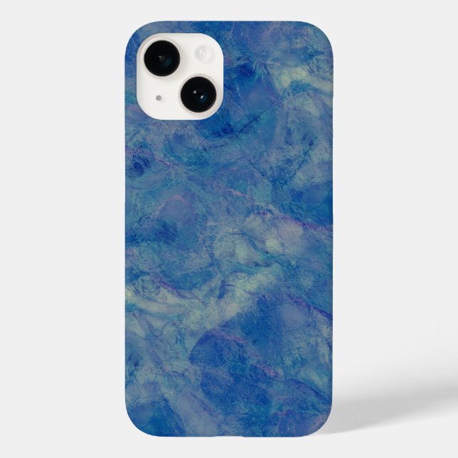 Coques Case-Mate iPhone Marbre bleu et rose Acrylique Abstraction (Verso)
