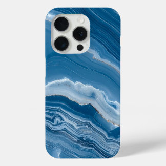 Coque iPhone 15 Pro Marbre bleu poussiéreux en pierre moderne