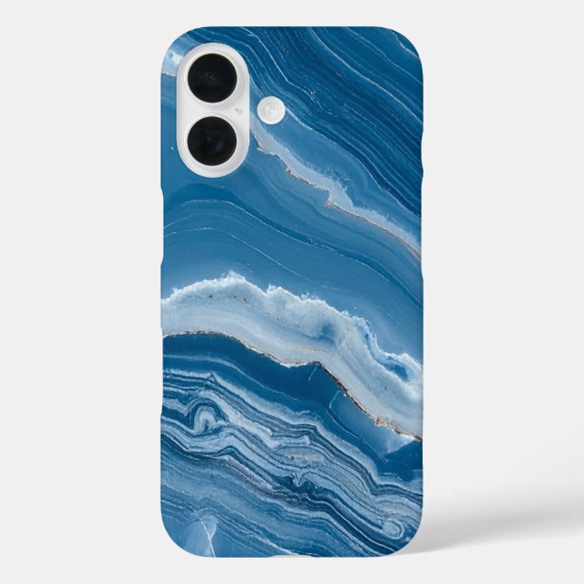Coques Case-Mate iPhone Marbre bleu poussiéreux en pierre moderne (Verso)