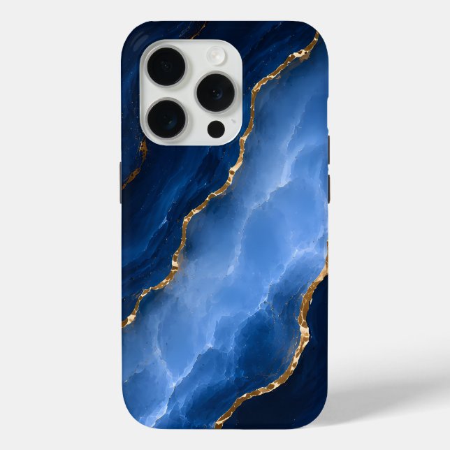 Coques Case-Mate iPhone Marbre bleu saphir de luxe (Verso)