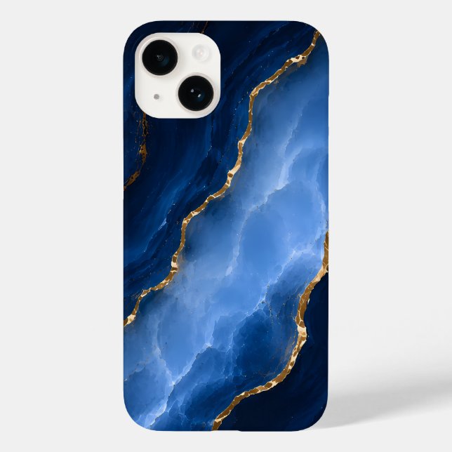 Coques Case-Mate iPhone Marbre bleu saphir de luxe (Verso)