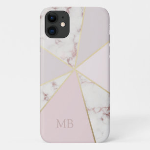 Case-Mate iPhone Case Marbre Chic Géométrique Rose Or Monogrammé