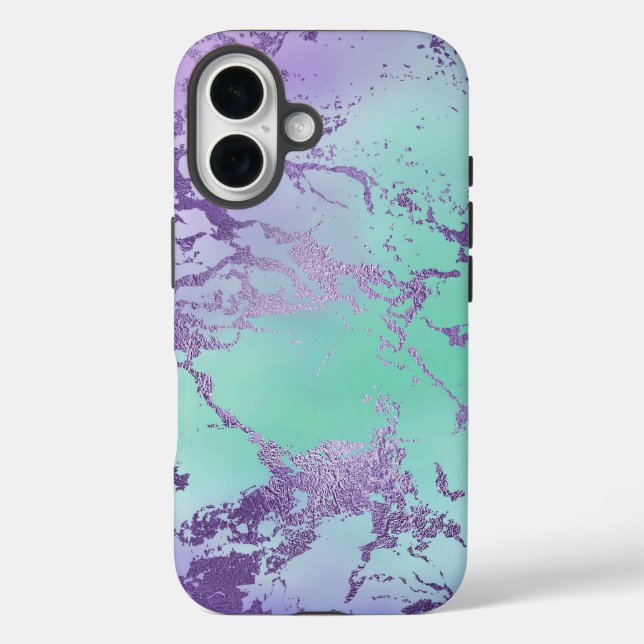 Coques Case-Mate iPhone Marbre chic | Violet Lavande violette Mint Green (Verso)