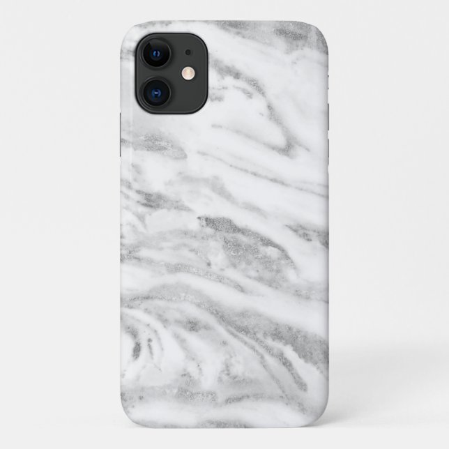 Coques Case-Mate iPhone Marbre classique chic à huile d'argent (Dos)