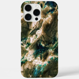 Coques iPhone 16 Pro Max Marbre coloré élégant Tan Brown et Aqua