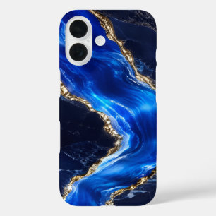 Coque Pour iPhone 16 Marbre de Rivière Saphir Luxe