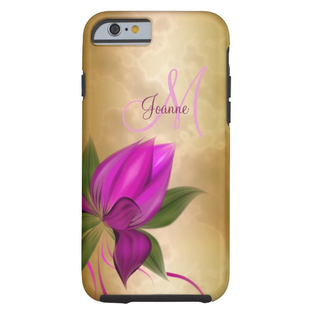 Coques Case-Mate iPhone Marbre floral de rose d'or (Dos)