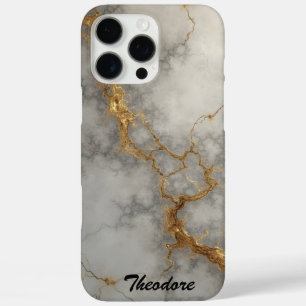 Coques iPhone 16 Pro Max Marbre gris et or