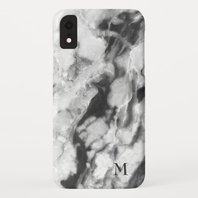 Coques Case-Mate iPhone Marbre Lent Blanc Et Gris Foncé (Dos)