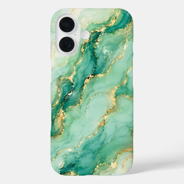 Coques Case-Mate iPhone Marbre Luxe Menthe & Or (Verso)