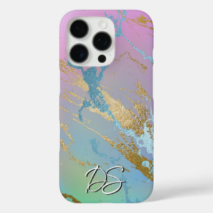 Coques iPhone 16 Pro Marbre millénaire Monogramme Ombre Arc-en-ciel J