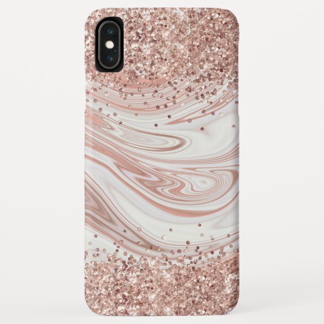 Coques Case-Mate iPhone Marbre moderne Rose d'encre liquide Parties scinti (Dos)