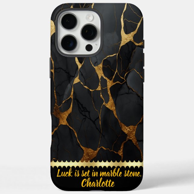 Coques Case-Mate iPhone Marbre noir aux veines dorées (Verso)