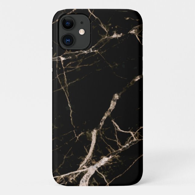 Coques Case-Mate iPhone Marbre Noir Avec Grain Beige (Dos)
