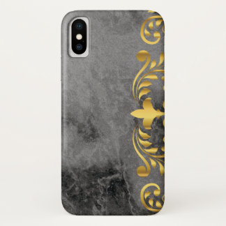 Case-Mate iPhone Case marbre noir avec motif floral doré