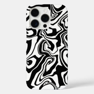 Coques iPhone 16 Pro Marbre noir et blanc - style marbrage papier