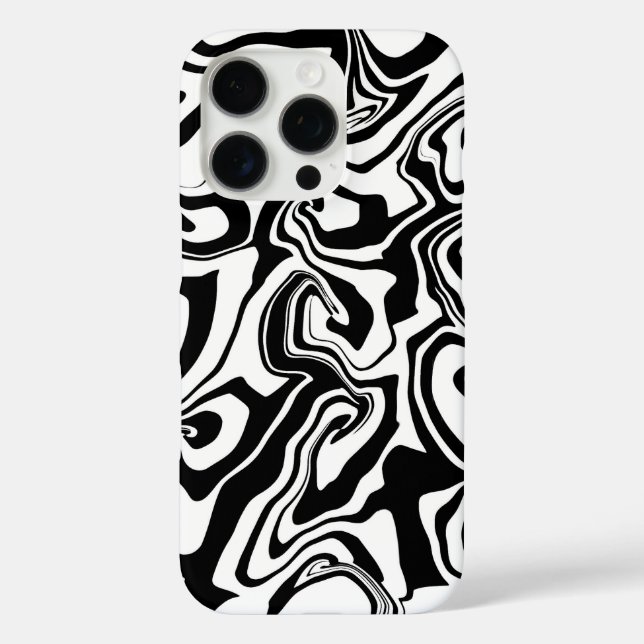 Coques Case-Mate iPhone Marbre noir et blanc - style marbrage papier (Verso)