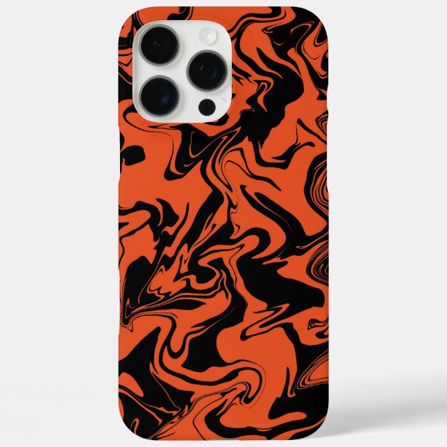 Coques Case-Mate iPhone marbre noir et orange (Verso)