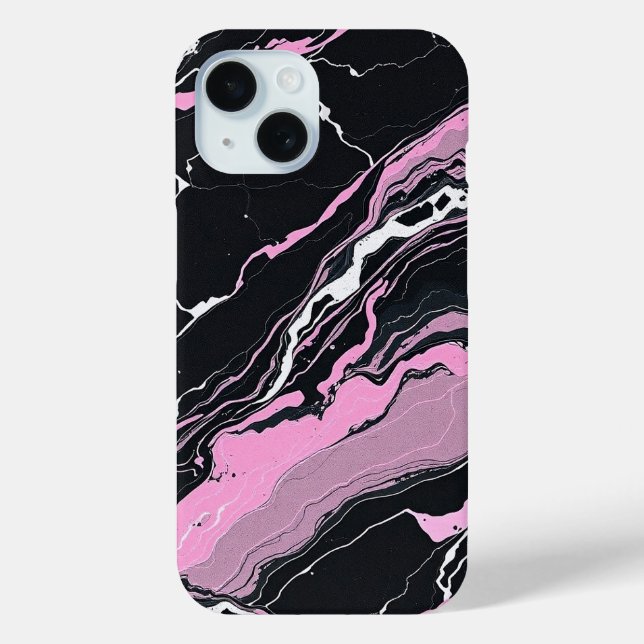 Coques Case-Mate iPhone Marbre noir et rose (Verso)