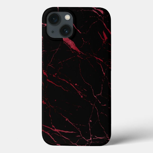 Coques Case-Mate iPhone Marbre noir et rouge de luxe (Verso)