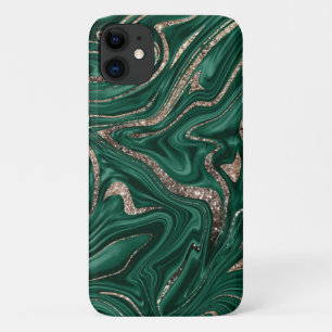 Case-Mate iPhone Case Marbre Parties scintillant en or noir vert Emerald