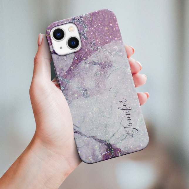 Coques Case-Mate iPhone Marbre pourpre et Parties scintillant Texture impr (Créateur téléchargé)