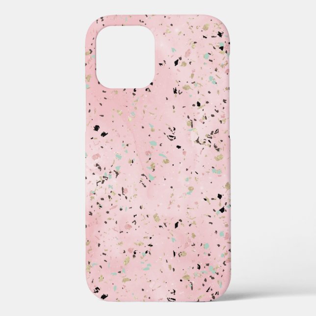 Coques Case-Mate iPhone Marbre rose et or Terrazzo (Verso)