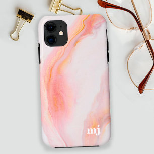 Case-Mate iPhone Case Marbre rose féminin éthéré avec Monogramme