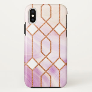 Case-Mate iPhone Case Marbre rose géométrique en fer doré rétro
