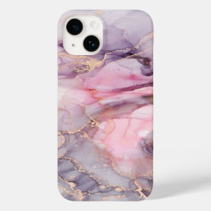 Coque Pour iPhone 14 marbre rose mignon gris élégant