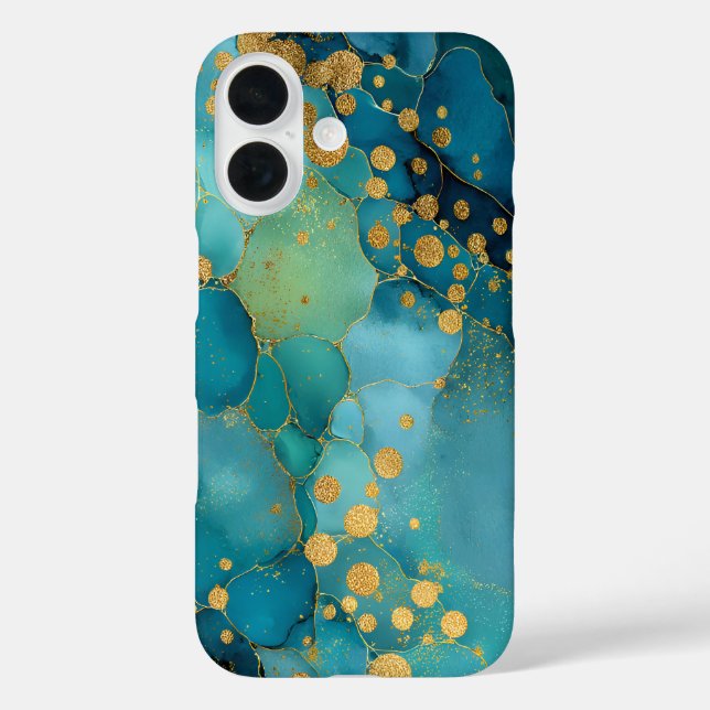 Coques Case-Mate iPhone Marbre Sarcelle, Turquoise & Or  (Verso)