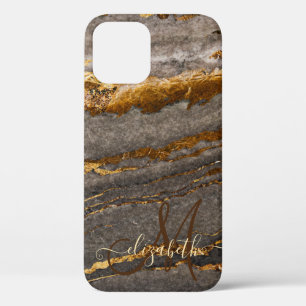 Case-Mate iPhone Case Marbre texture monogramme brun doré Cool