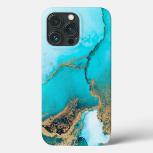 Case-Mate iPhone Case Marbre turquoise et or