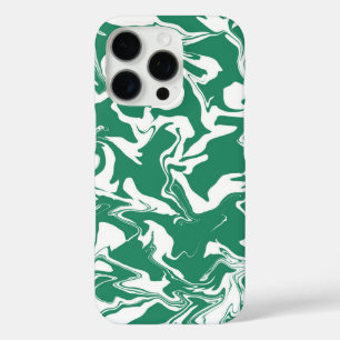 Coques iPhone 16 Pro Marbre vert et blanc - style marbrage papier