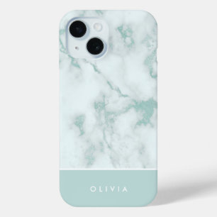 Coque Pour iPhone 15 Marbre vert mer Personnalisé