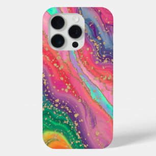 Coque iPhone 15 Pro Marbre vibre Abstrait avec accents or