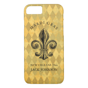 Coques Pour iPhone Mardi Gras Fleur-de-lis Harlequin Ajouter Nom et a