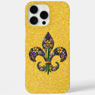 Coques iPhone 16 Pro Max Mardi Gras floral fleur de lis