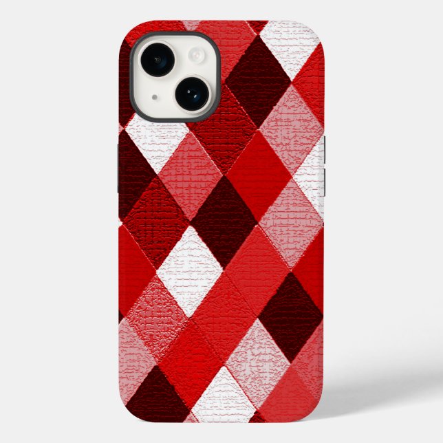 Coques Case-Mate iPhone MARDI GRAS HARLEQUIN MOTIF Rouge rose blanc Rhombi (Verso)