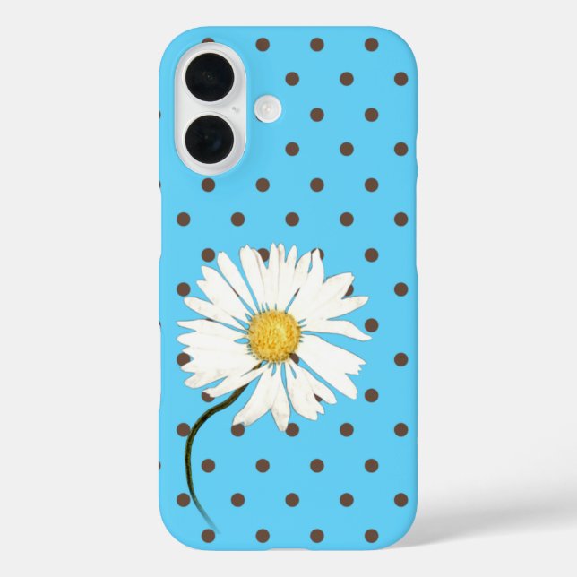 Coques Case-Mate iPhone marguerite avec pois brun sur aqua (Verso)