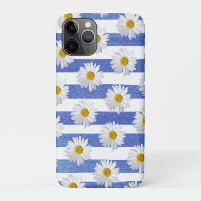 Coques Case-Mate iPhone marguerite blanche sur bande bleue (Dos)