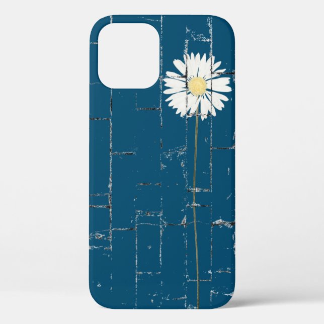 Coques Case-Mate iPhone marguerite blanche sur brique bleue (Verso)