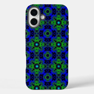 Coques iPhone 16 Plus Marguerite, Fleurs marguerites en bleu vert noir
