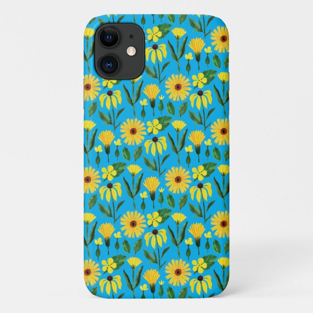 Coques Case-Mate iPhone marguerite jaune sur aqua (Dos)