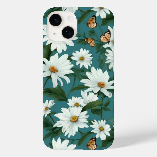 Coques Case-Mate iPhone Marguerites blanches et papillons (Verso)